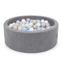 KiddyMoon Piscine Bébé, Piscine À Balles Pour Bébé Et Enfant, Piscine Enfant En Mousse Douce, Housse Côtelée Lavable, Gris foncé: Beige pastel/Bleu pastel/Blanc/Perle, 90x30cm/200 Balles