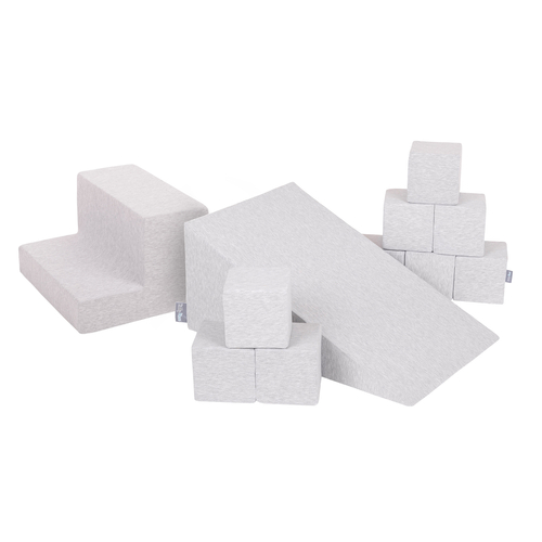 KiddyMoon Aire de Jeux Cubes Pente et Marche PPZ-253, gris clair, Multi-Taille
