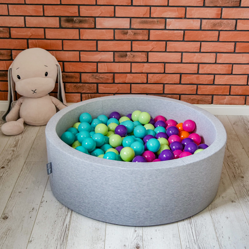 KiddyMoon Piscine à Balles ∅ 7Cm pour Bébé Rond Fabriqué En UE, Irlande:vert/blanc/orange, 90x30cm/200 Balles