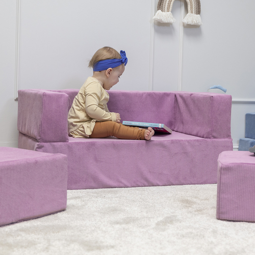 KiddyMoon Canapé en Mousse pour Enfants avec Balles Pour chambre d'enfant Léger Modulable Confortable Housse Amovible Parfait pour Jouer Lire et Se Détendre, violet, Canapé