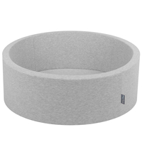 KiddyMoon Piscine à Balles ∅ 7Cm pour Bébé Rond Fabriqué En UE, gris clair:turquoise foncé/gris/blanc/menthe, 90x30cm/200 Balles