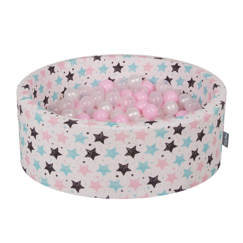 KiddyMoon Balles Colorées Plastique ∅7cm pour Piscine Enfant Bébé Fabriqué en EU, rose poudré/perle/transparent