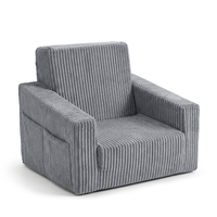 KiddyMoon Fauteuil Pliable pour Enfant en Mousse Canapé Convertible 2 en 1, gris foncé, UNI