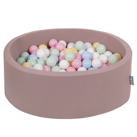 KiddyMoon Piscine à Balles ∅ 7Cm pour Bébé Rond Fabriqué En UE, Béruée: bleu pastel/jaune pastel/blanc/menthe/rose poudre, 90x30cm/200 balles