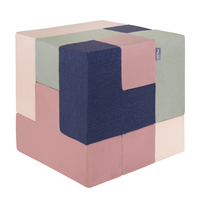 KiddyMoon blocs mous pour bébé cubes de construction en mousse, mix: bruyère/bleu foncé/beige/sage, 9 Pieces