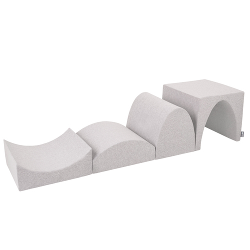 KiddyMoon aire de jeux en mousse colline/tunnel/rampe L/semi-rouleau L, gris clair, Multi-Taille