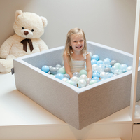KiddyMoon Piscine à Balles ∅ 7Cm pour Bébé Rond Fabriqué En UE, gris clair:perle/gris/transparent/babyblue/menthe, 90x30cm/200 Balles