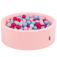 KiddyMoon Piscine à Balles ∅ 7Cm pour Bébé Rond Fabriqué En UE, rose: rose poudré/rose foncé/babyblue/menthe, 90x30cm/200 Balles