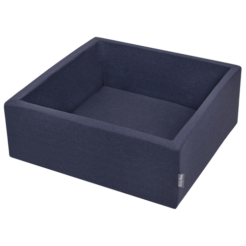 KiddyMoon Piscine à Balles ∅ 7Cm pour Bébé Carré Fabriqué En UE, bleu foncé:v clair/jaune/turq/orange/rose/violet, 90x30cm/200 balles